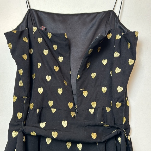 Kate Moss for Topshop Black with Embellished Gold Heart Romper Jumpsuit Size 6 - Picture 7 of 10